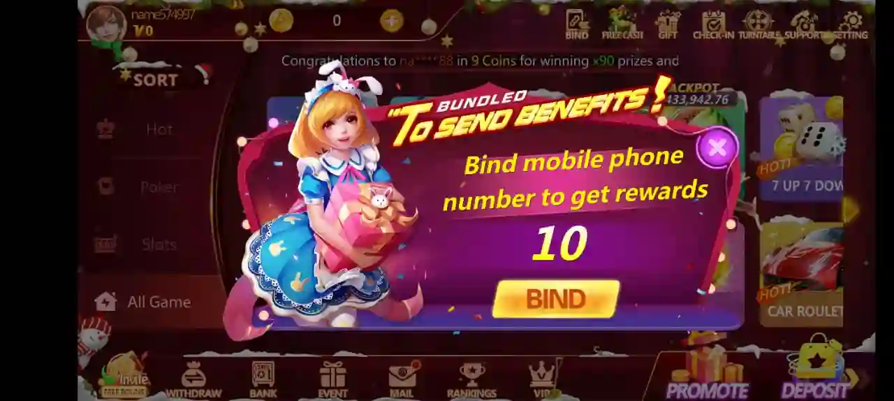 Luck 55 Game Mobile Number Bind Bonus Guide